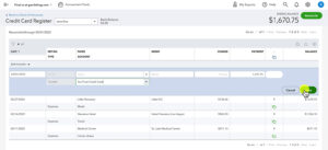 Transfering the balance of a cardholder account to a corporate credit card in QuickBooks Online.
