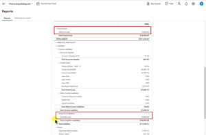 Asset and loan on the balance sheet in QuickBooks Online.