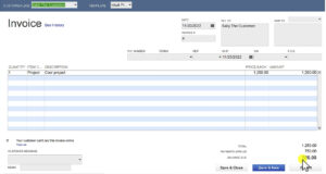 QuickBooks Desktop invoice with a prepayment applied.