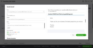 Editable subject line and body text of an invoice before emailing in QuickBooks Online.