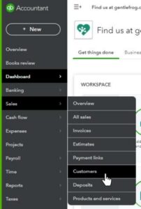 Navigating to the Customers list in QuickBooks Online