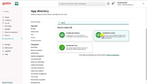 Select QuickBooks Online from the Gusto app directory.