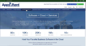 Apps4Rent homepage menu QuickBooks Hosting