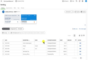 Credit card connected to QuickBooks Online.