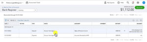 Finding doubled income in the bank register in QBO