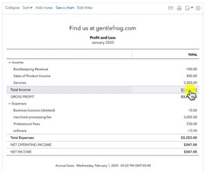 Opening the transaction report from the Profit and Loss report in QBO