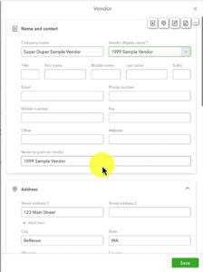 Editing a vendor in QBO