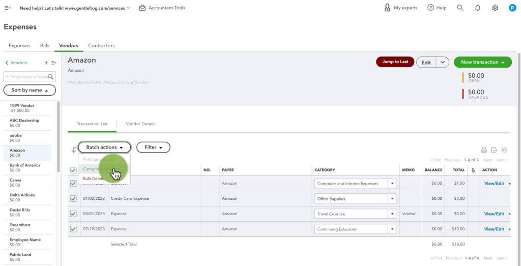 How to Reclassify Expenses in QuickBooks Online - Gentle Frog ...
