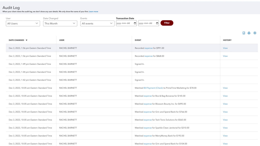 Checking the Audit Log for imported transactions in QBO