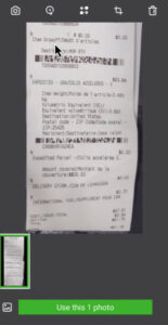 Reviewing receipt pictures in the Receipt snap function of the QBO mobile app