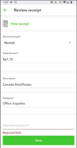 Review and update your receipt in the QBO mobile app using Receipt snap