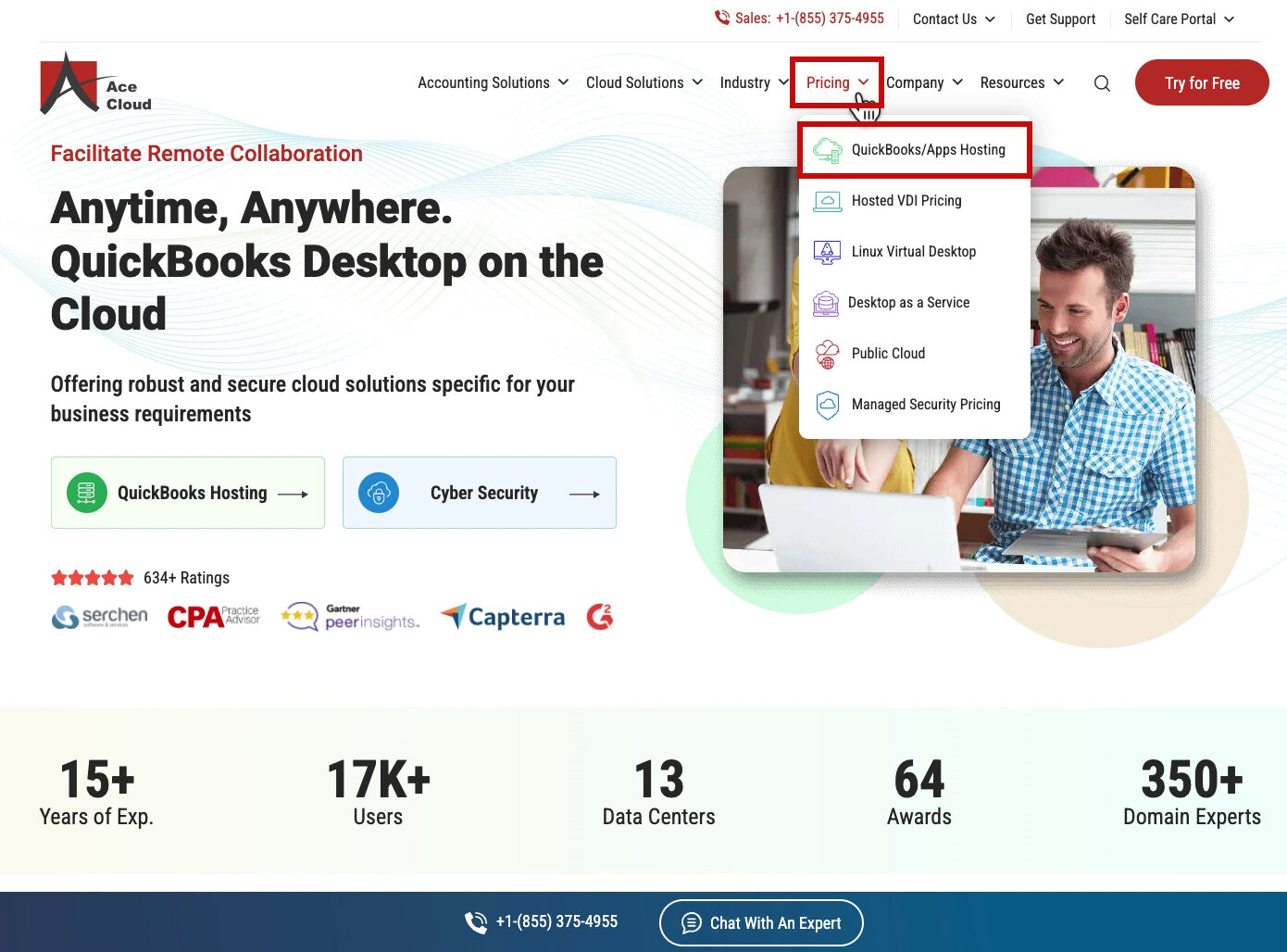 How to see Ace Cloud's pricing plans for QBDT hosting