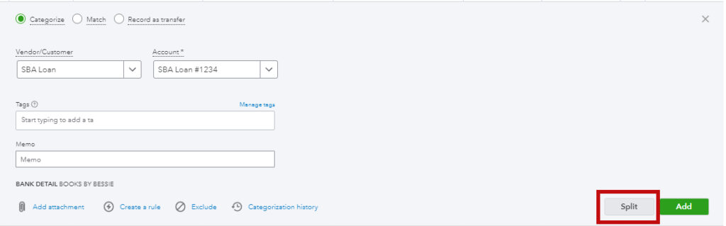 Splitting your loan payment in QBO