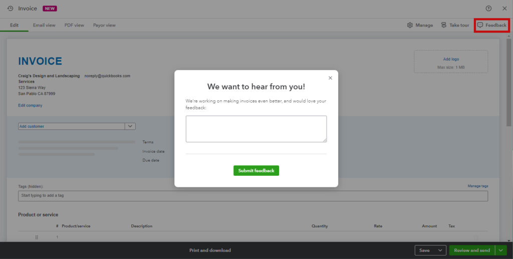 Leave feedback for Intuit on the new QBO invoice layout.