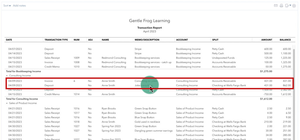 Duplicate income, invoice and deposit, on the income transaction report in QBO