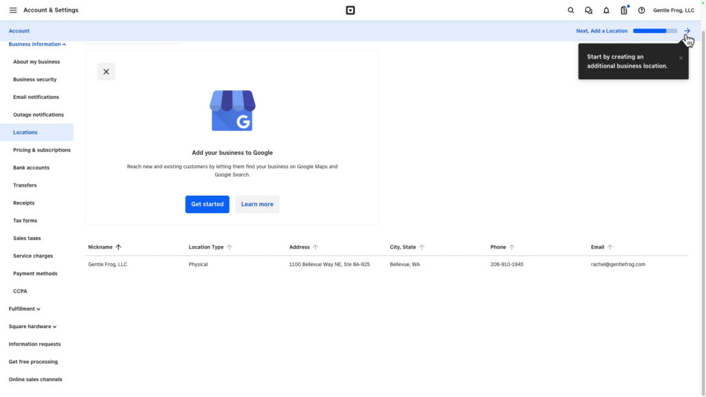Your locations in Square