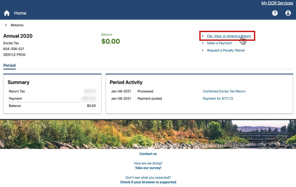 Gentle Frog 2020 WA DOR excise tax summary.