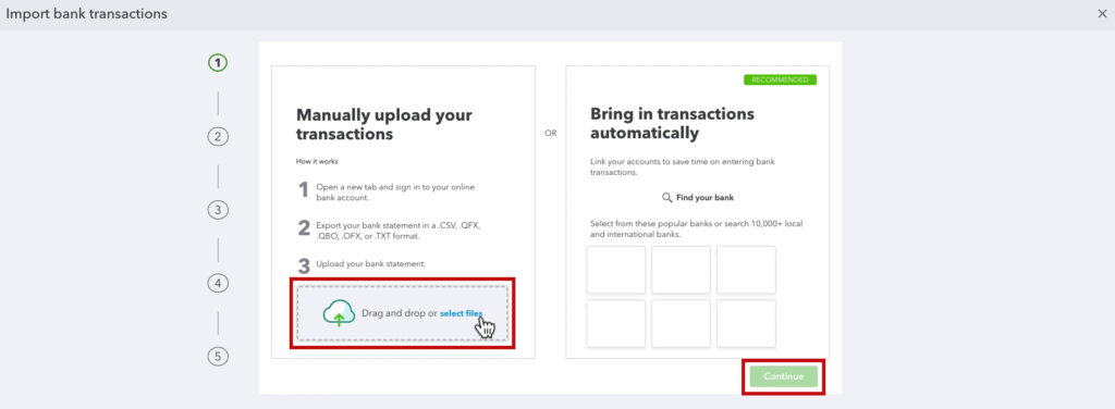Manually upload your CSV of transactions into QBO