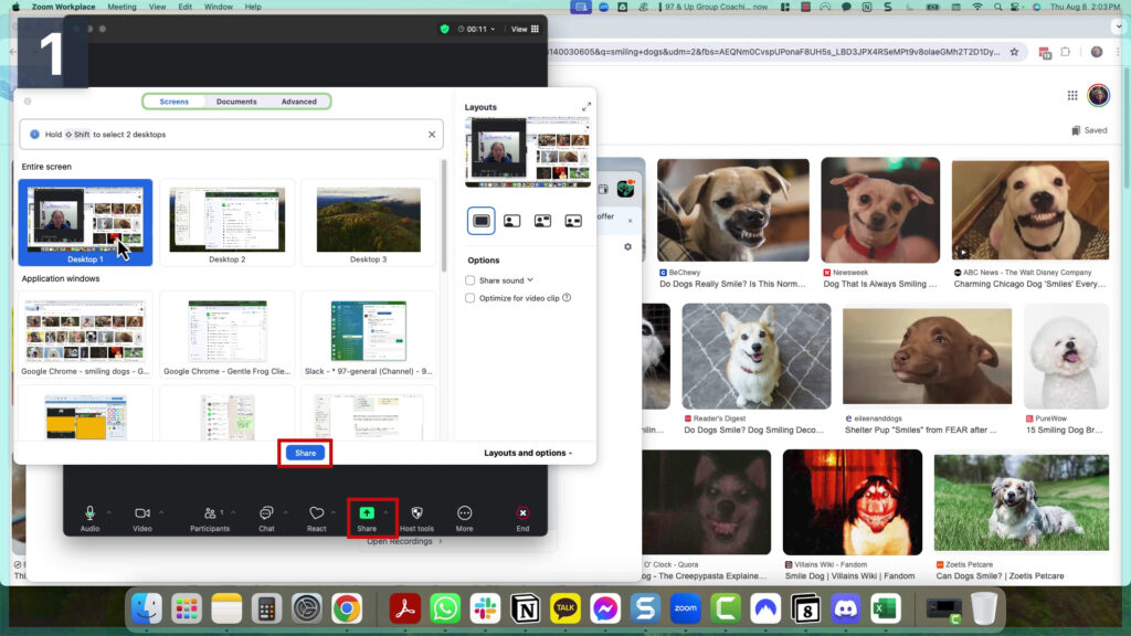 Sharing your screen on Zoom.