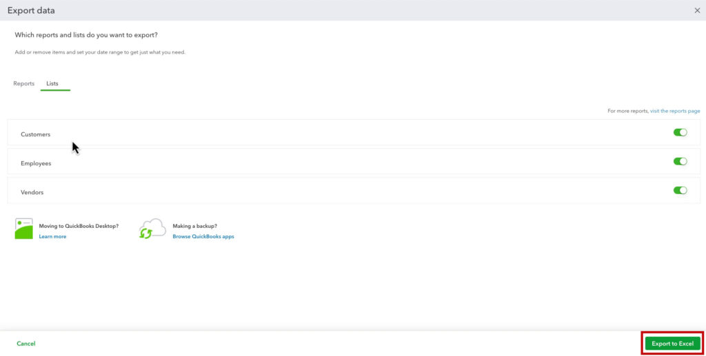 How to Export Lists From QuickBooks Online to Excel - Gentle Frog ...