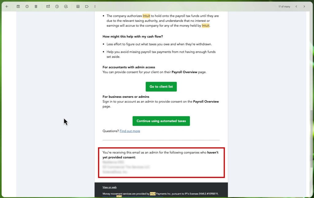Where you'll find the list of clients affected by Intuit's update to payroll automated taxes