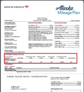 Statement for a corporate credit card with one cardholder