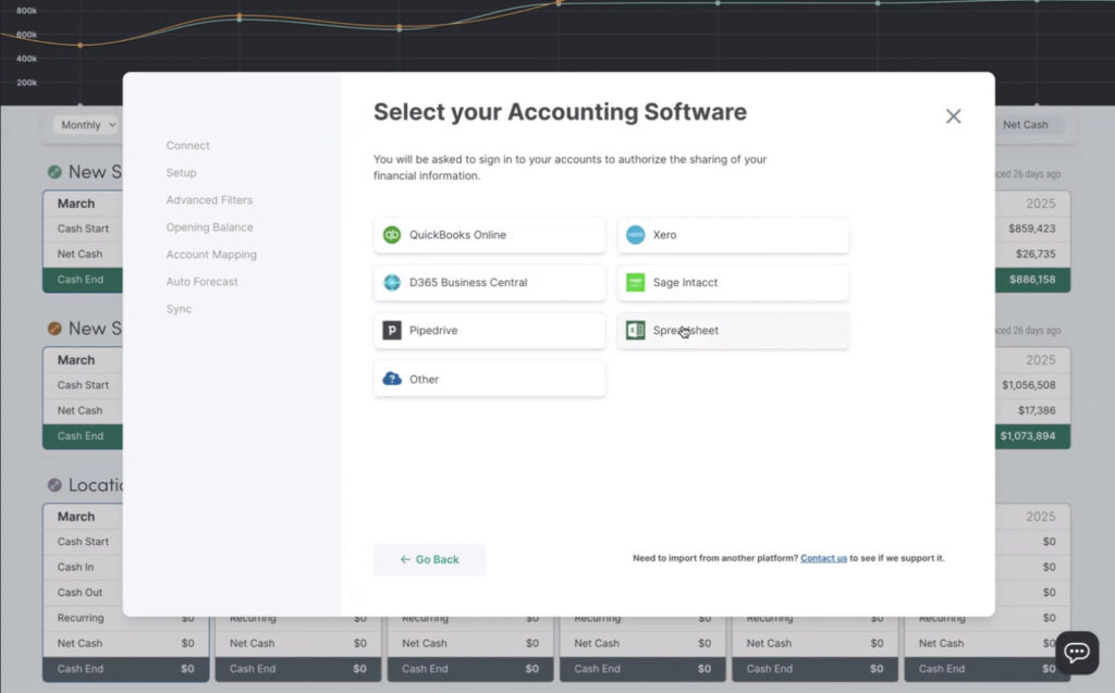 Importing data into Dryrun cash flow forecasting software