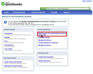 Where to go to edit your email address in Intuit QuickBooks Payments (merchant services)